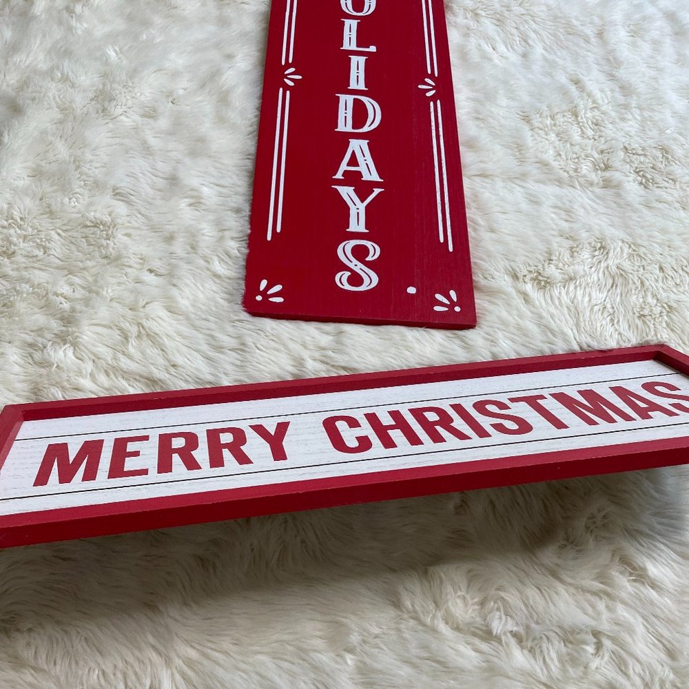 Set of 2 Holidays / Christmas Wooden Decor Signs - Picture 3 of 6